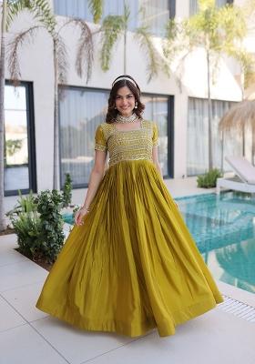 Mehendi Sequin Work HO Fabric Anarkali