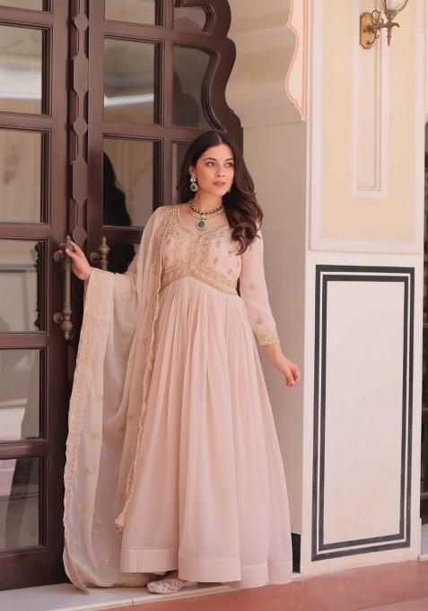 Chiku Sequin Work Georgette Anarkali With Dupatta