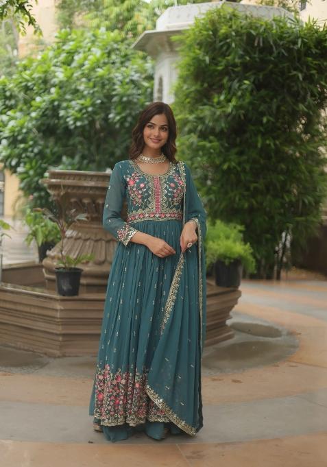 Rama Sequin Work Georgette Kurta Set