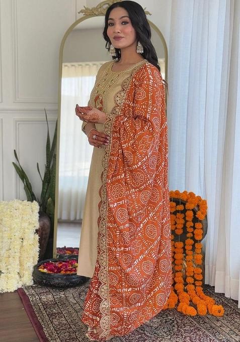 Multicolor Embroidered Roman Kurta Set
