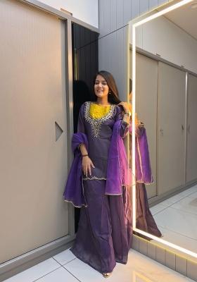 Purple Moti Work Shimmer Salwar Kameez