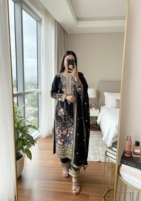 Black Embroidered Silk Salwar Kameez