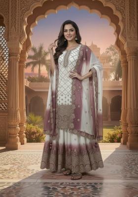 White Embroidered Georgette Salwar Kameez