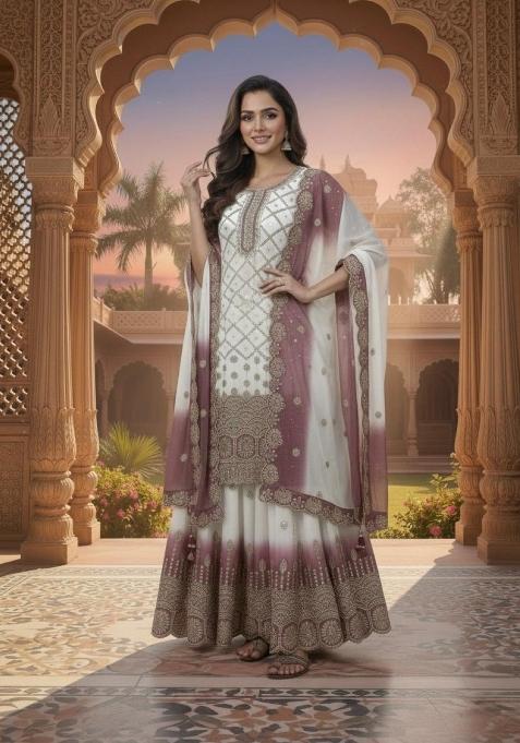 White Embroidered Georgette Salwar Kameez