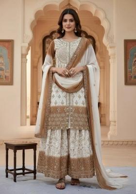 White Embroidered Georgette Salwar Kameez