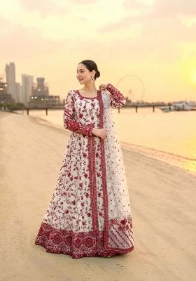 White Embroidered Georgette Salwar Kameez