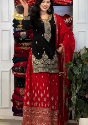 Black Embroidered Silk Salwar Kameez