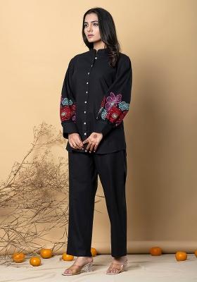 Black Embellished Cotton Co-Ord Set