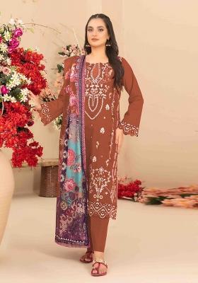 Orange Embroidered Cotton Kurta Set