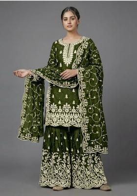 Mehendi Zari Work Silk salwar suit