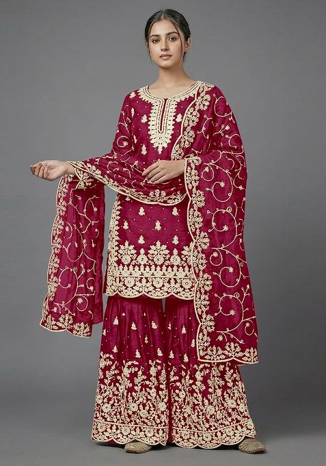 Red Zari Work Silk salwar suit
