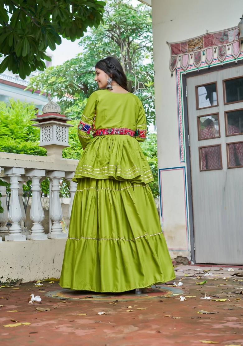 Green Zari Work Cotton salwar suit - Indya