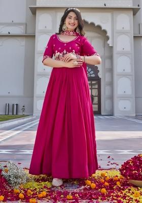 Pink Zari Work Silk salwar suit