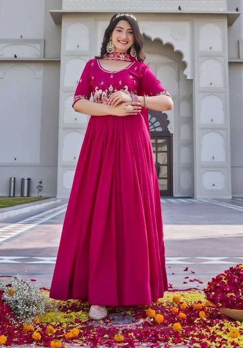 Pink Zari Work Silk salwar suit