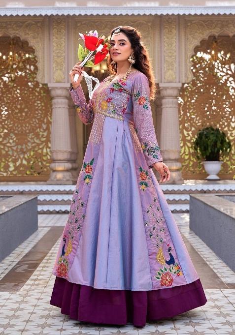 lavender Zari Work Silk salwar suit