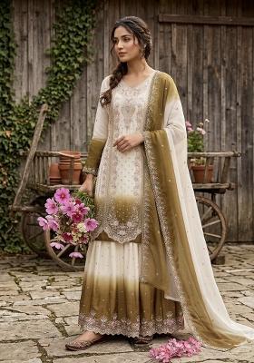 Mehendi Zari Work georgette salwar suit