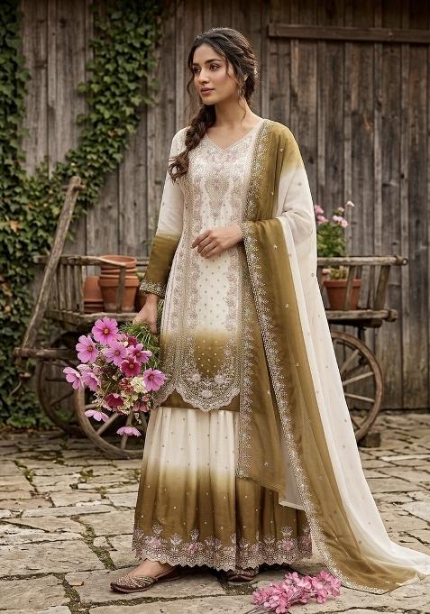 Mehendi Zari Work georgette salwar suit