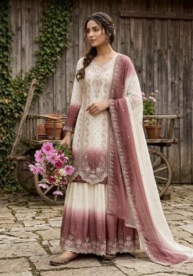 Pink Zari Work georgette salwar suit