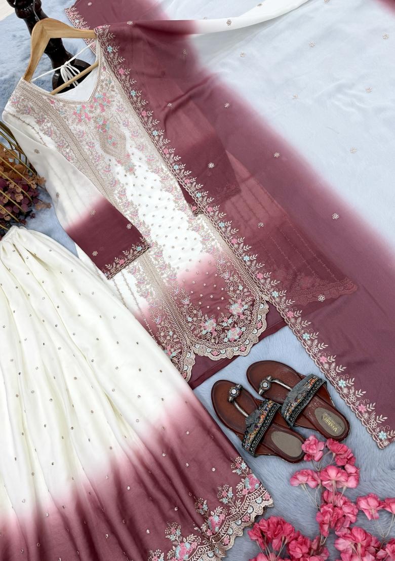 Pink Zari Work georgette salwar suit - Indya