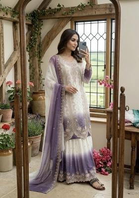 Purple Zari Work georgette salwar suit