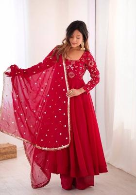 Pink Zari Work Silk salwar suit