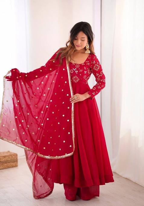 Pink Zari Work Silk salwar suit