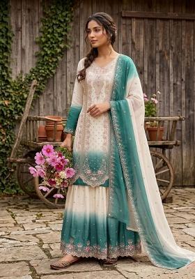 blue Zari Work georgette Salwar Kameez
