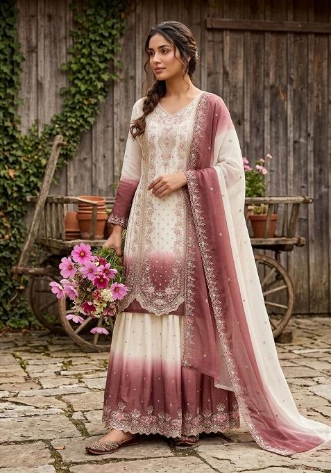 pink Zari Work georgette Salwar Kameez