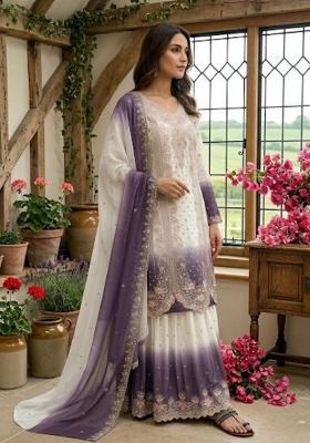 lavender Zari Work georgette Salwar Kameez