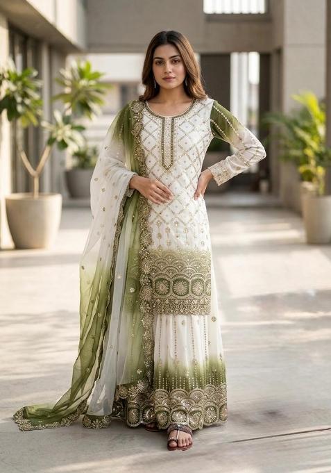 mehendi Zari Work georgette Salwar Kameez