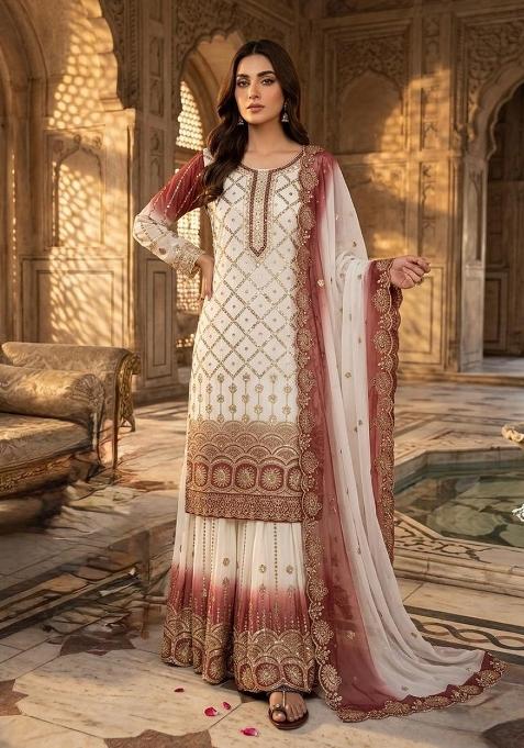 brown Zari Work georgette Salwar Kameez