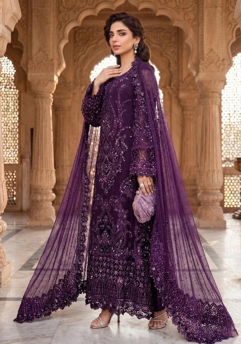 Purple Zari Work Silk salwar suit