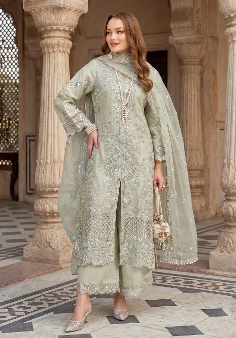 Green Zari Work Silk salwar suit
