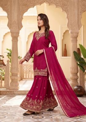 Pink Zari Work Silk salwar suit