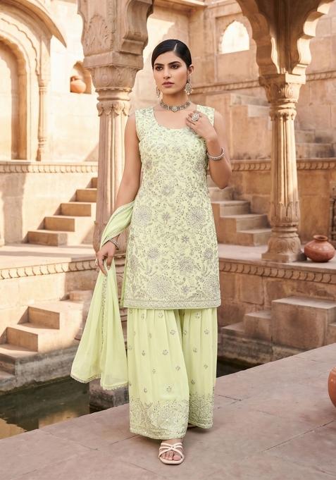 Green Zari Work georgette salwar suit