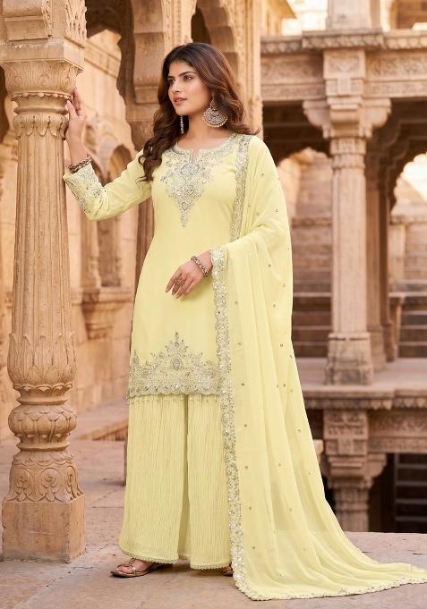 lemon Zari Work georgette salwar suit