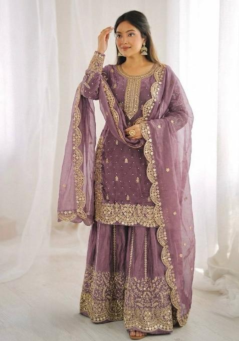 Onion Zari Work Fendy Silk Salwar Suit
