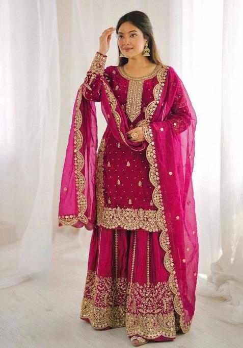 Rani Zari Work Fendy Silk Salwar Suit