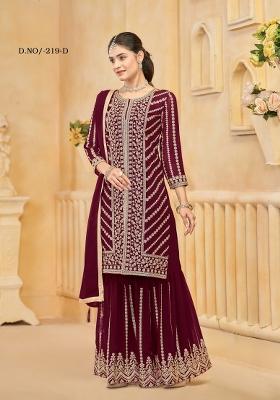 maroon Zari Work Georgette Salwar Kameez