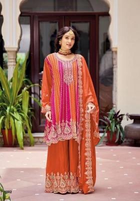 orange Zari Work Silk Salwar Kameez
