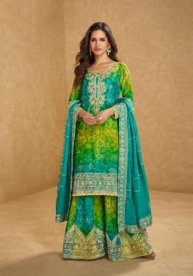 blue Zari Work Silk Salwar Kameez