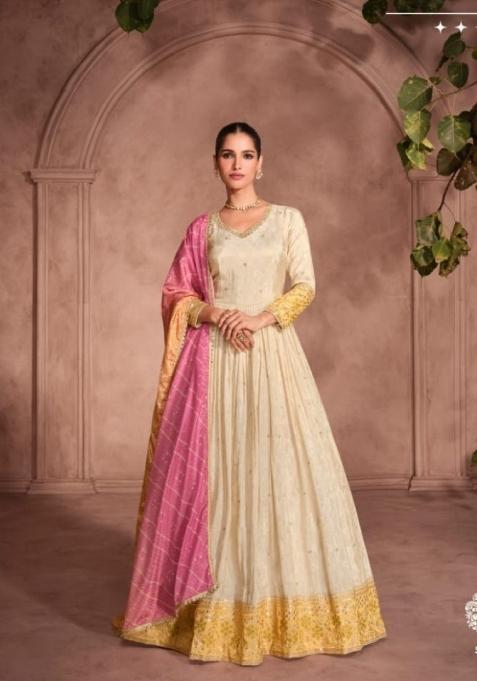 off white Zari Work Shimmer Salwar Suit