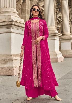 Pink Zari Work Viscose Salwar Suit