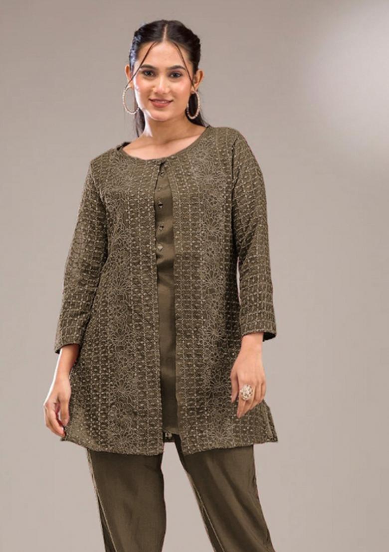mehendi Zari Work Georgette Salwar Suit - Indya
