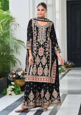 Black Zari Work Chiffon Salwar Suit