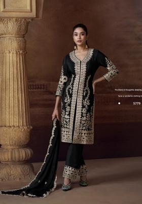 black Zari Work Silk Blend Salwar Suit
