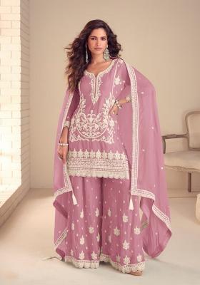 purple Zari Work Silk Salwar Kameez