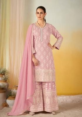 pink Zari Work Georgette Salwar Kameez