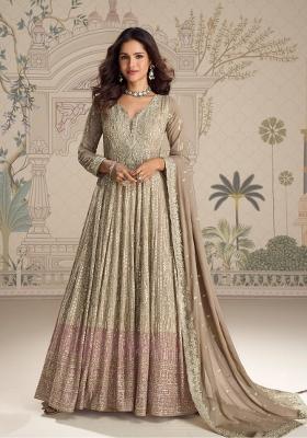 chiku Zari Work Georgette Anarkali With Dupatta