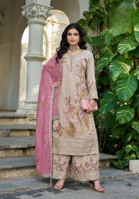 cream Zari Work Shimmer Salwar Kameez